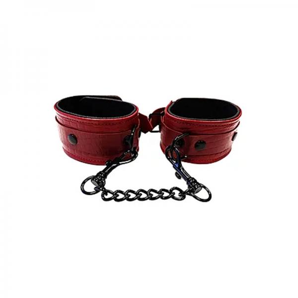 Leather Wrist Cuffs Burgunday & Black Accessories - Bondage - www.Coyha.com