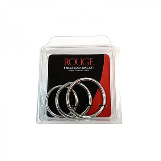 Stainless Steel Stainless Steel 3 Piece Cock Ring Set (55mm/50mm/45mm) - In Clamshell - Men's Toys - www.Coyha.com