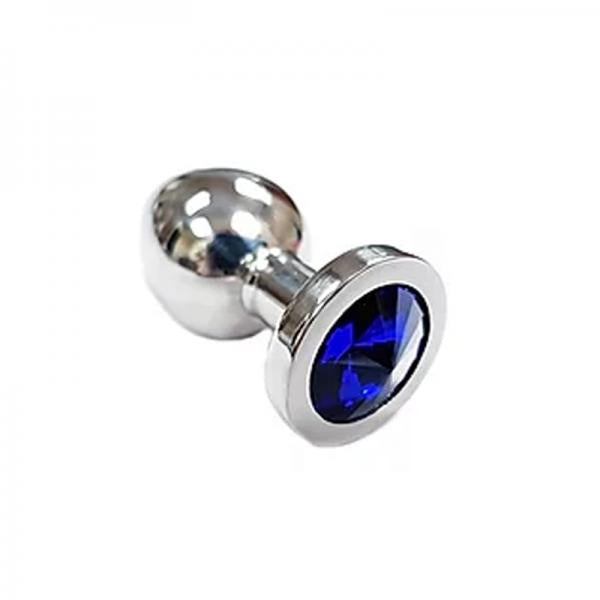 Stainless Steel Smooth Small Butt Plug Small With Blue Crystal In Clamshell - Anal Toys - www.Coyha.com