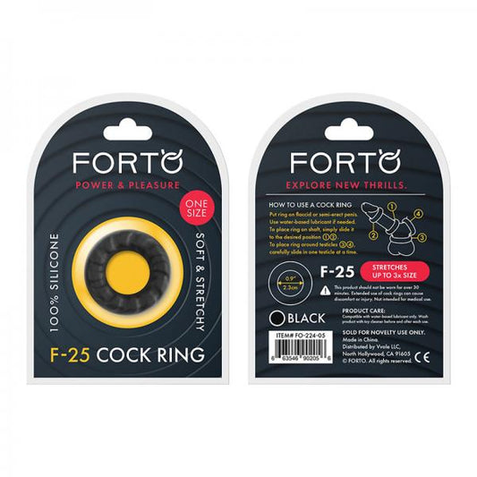 Forto F-25: 23 Mm 100% Liquid Silicone C-ring Black - Men's Toys - www.Coyha.com