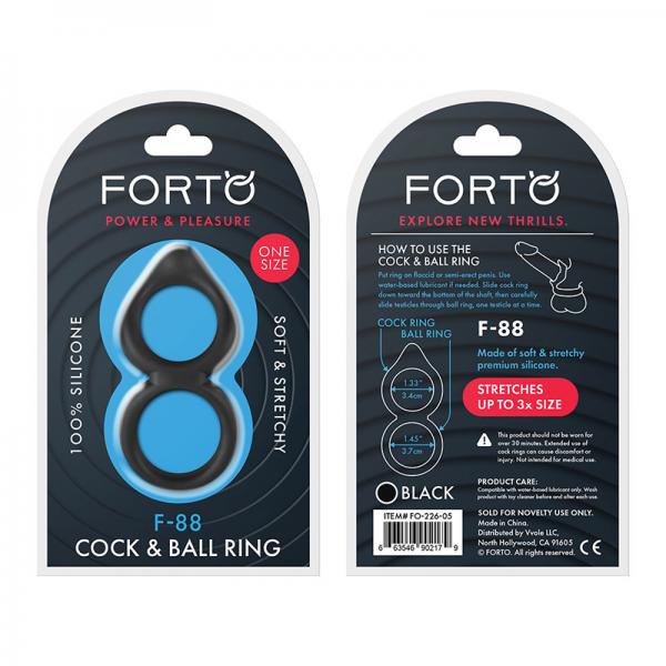 Forto F-88: Double Ring 100% Liquid Silicone Black - Men's Toys - www.Coyha.com