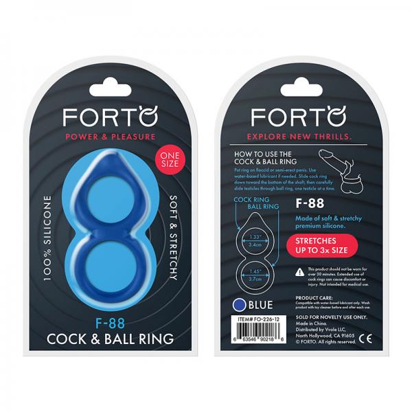 Forto F-88: Double Ring 100% Liquid Silicone Blue - Men's Toys - www.Coyha.com