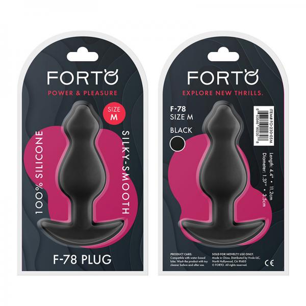 Forto F-78: Pointee 100% Silicone Plug Medium Black - Anal Toys - www.Coyha.com