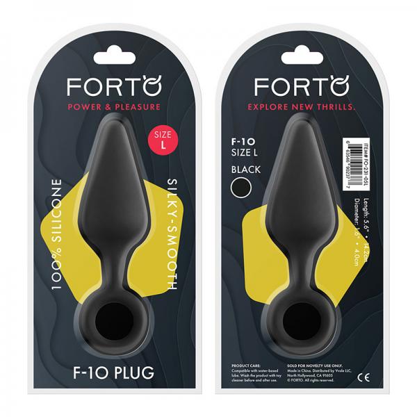 Forto F-10: Silicone Plug W/ Pull Ring Lg Black - Anal Toys - www.Coyha.com