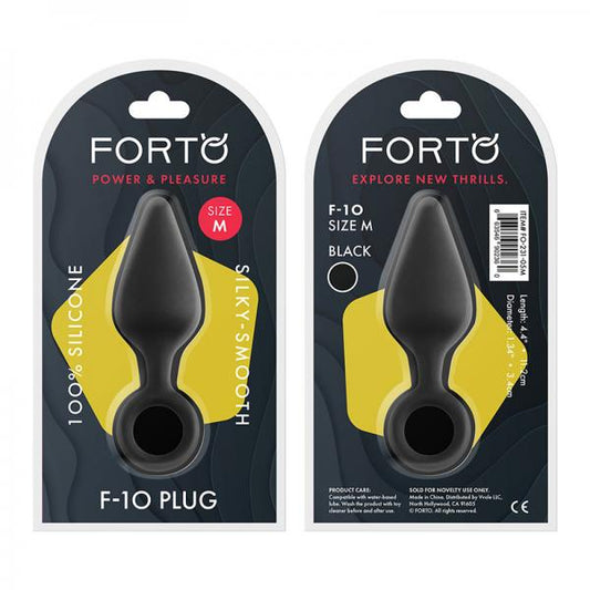 Forto F-10: Silicone Plug W/ Pull Ring Med Black - Anal Toys - www.Coyha.com