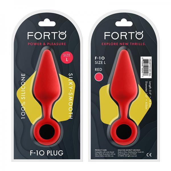 Forto F-10: Silicone Plug W/ Pull Ring Lg Red - Anal Toys - www.Coyha.com