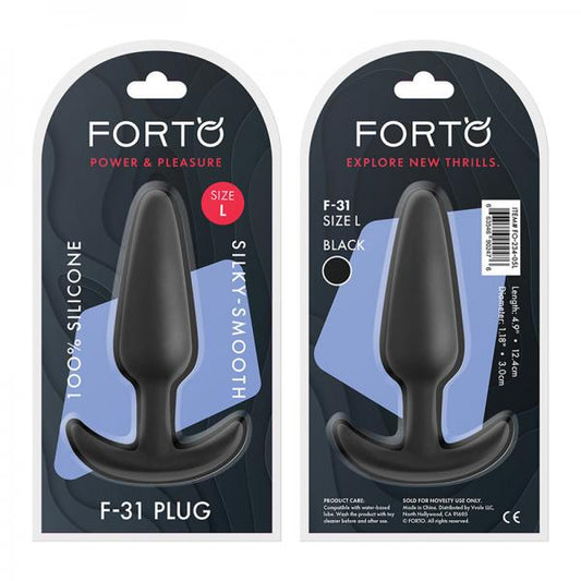 Forto F-31: 100% Silicone Plug Lg Black - Anal Toys - www.Coyha.com