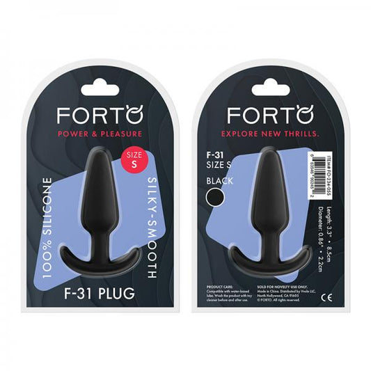 Forto F-31: 100% Silicone Plug Sm Black - Anal Toys - www.Coyha.com