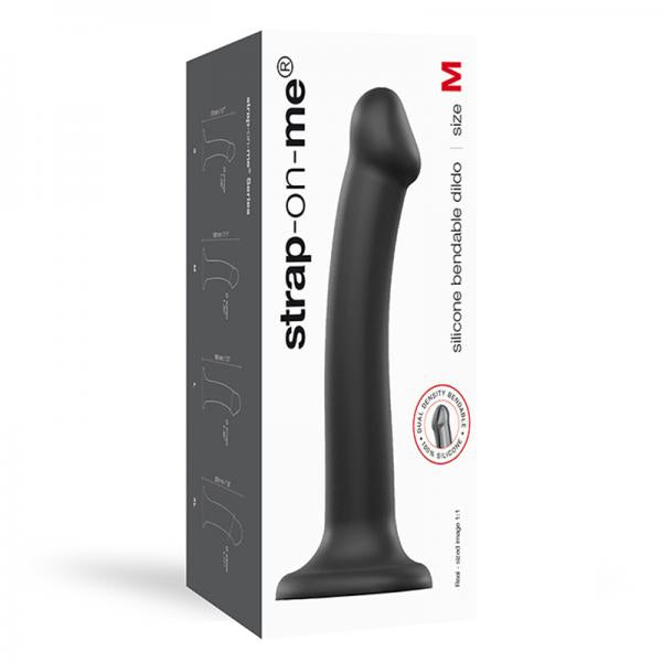 Strap-on-me Semi-realistic Dual Density Bendable Dildo Black Size M - Dildos - www.Coyha.com