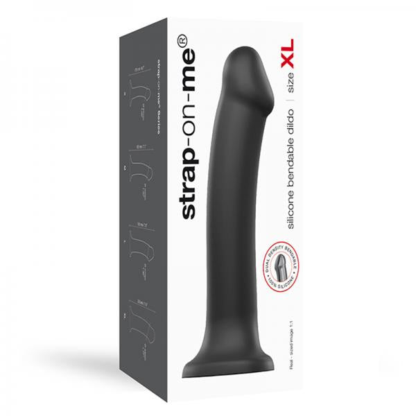 Strap-on-me Semi-realistic Dual Density Bendable Dildo Black Size Xl - Dildos - www.Coyha.com