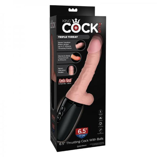 King Cock Plus 6.5in Triple Threat Dong - Vibrators - www.Coyha.com