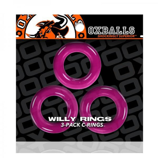 Oxballs Willy Rings 3-pack Cockrings O/s Hot Pink - Men's Toys - www.Coyha.com