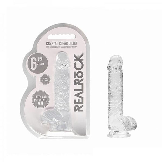 Realrock Realistic Dildo With Balls 6in Transparent - Dildos - www.Coyha.com