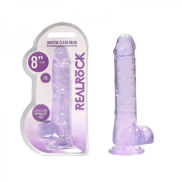 Realrock Realistic Dildo With Balls 8in Purple - Dildos - www.Coyha.com