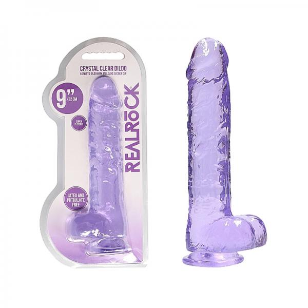 Realrock Realistic Dildo With Balls 9in Purple - Dildos - www.Coyha.com