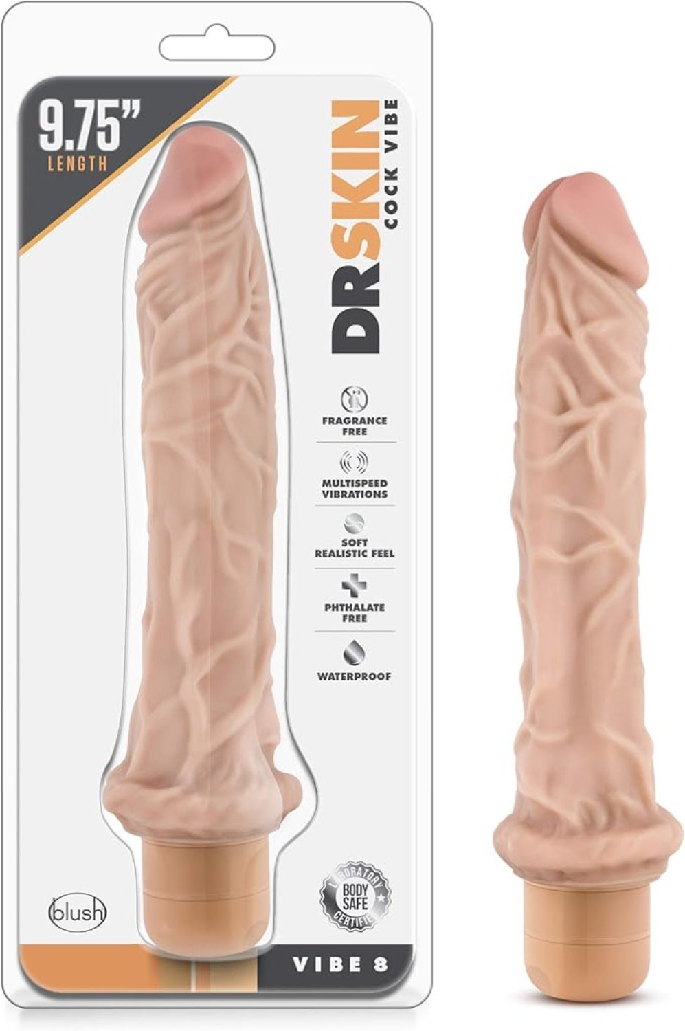 Dr Skin Blush Vibe #8 9.75 Inch Vibrator Beige Vibrators - www.Coyha.com