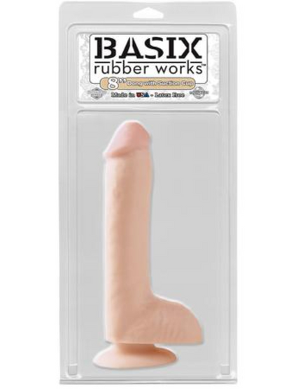 Keep It Basix Rubber 8 inch Dildo With Suction Cup Beige - Dildos - www.Coyha.com