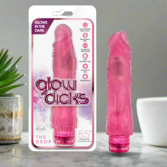 Pink The Drop Glow In The Dark 9 Inch Vibrator - Vibrators - www.Coyha.com